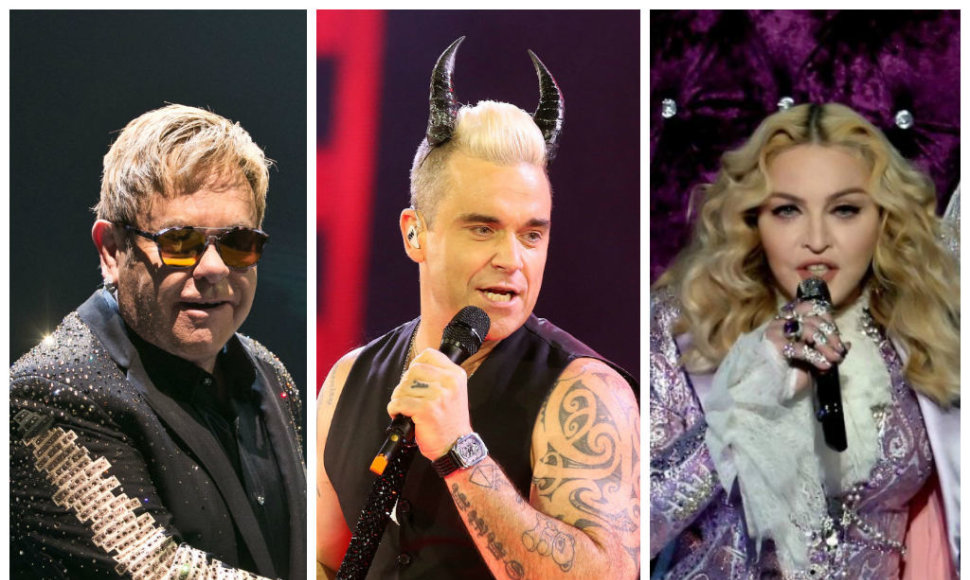 Eltonas Johnas, Robbie Williamsas, Madonna