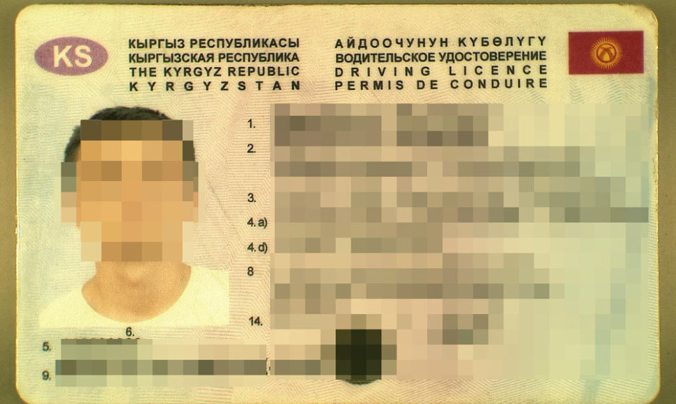 Kirgizijos vairuotojo pažymėjimo pavyzdys