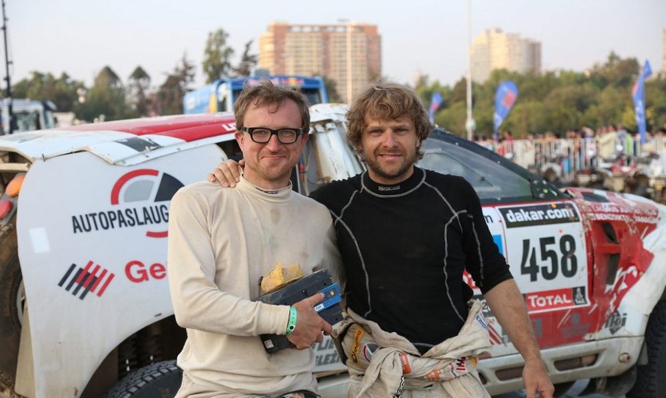 Benediktas Vanagas ir Saulius Jurgelėnas Dakaro ralio finiše