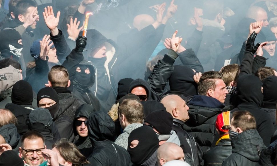 Proteste skambėjo nacistinės idėjos