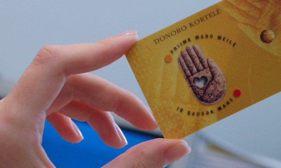 Donoro korteles Lietuvoje turi apie 15 tūkst. žmonių.
