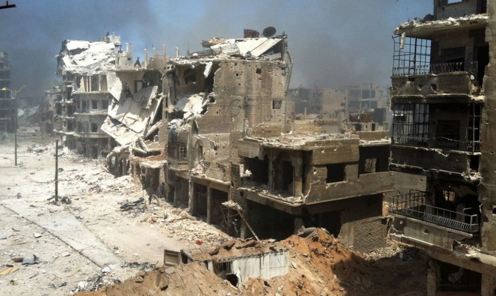 Homso mieste sugriauti pastatai