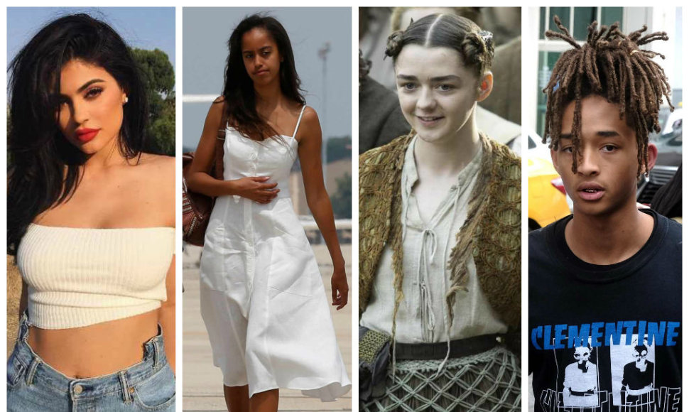 Kylie Jenner, Malia Obama, Maisie Williams ir Jadenas Smithas 