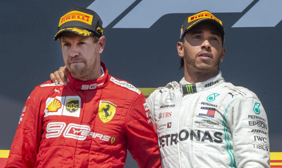 Lewisas Hamiltonas ir Sebastianas Vettelis Kanados GP
