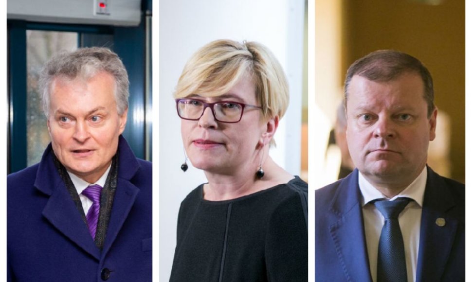 Reitingų viršūnėse esantys kandidatai į prezidentus: Gitanas Nausėda, Ingrida Šimonytė, Saulius Skvernelis