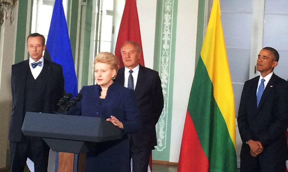 Estijos prezidentas Toomas Hendrikas Ilvesas, Lietuvos prezidentė Dalia Grybauskaitė, Latvijos prezidentas Andris Bėrzinis ir JAV prezidentas Barackas Obama