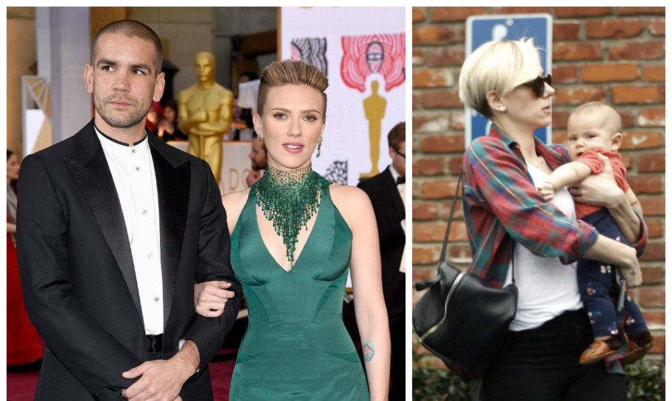 Scarlett Johansson su Romainu Dauriacu ir dukra Rose Dorothy