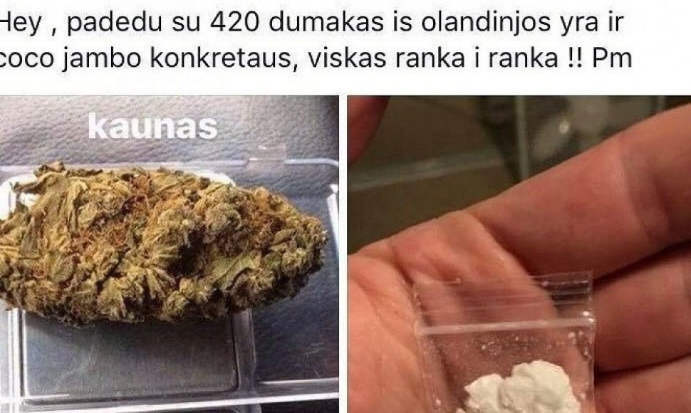 Socialiniuose tinkluose parduodami narkotikai