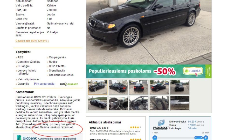BMW „pardavėjo“ skelbimas