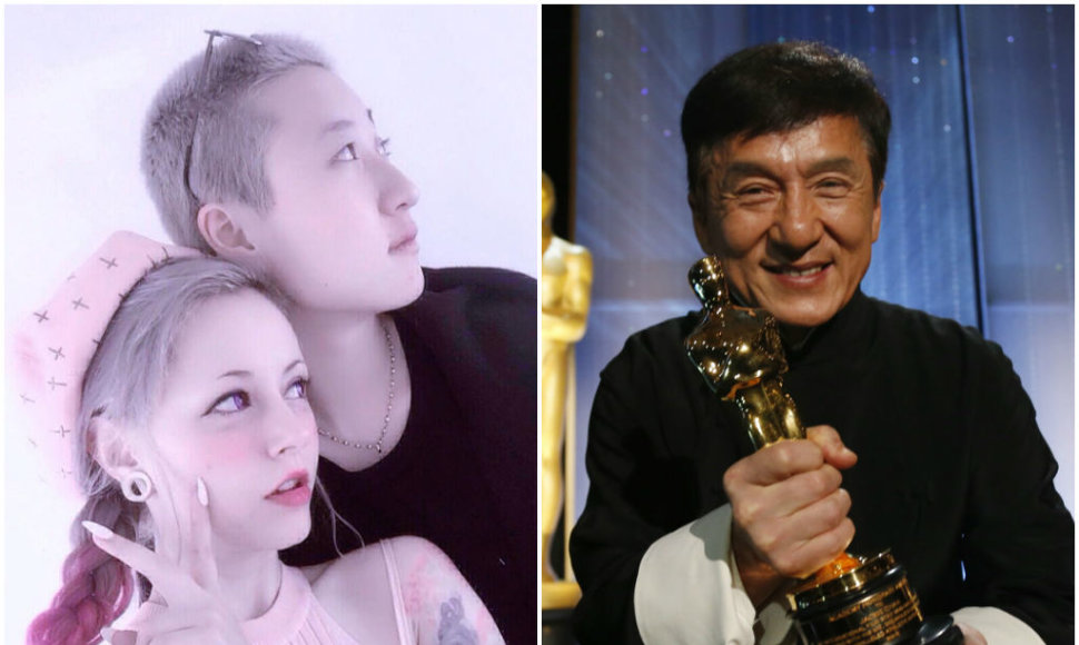 Jackie Chanas ir jo dukra Etta Ng su savo mylimąja Andi Autumn
