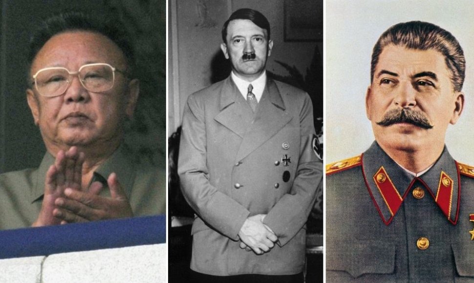 Iš kairės: Kim Jong Ilas, Adolfas Hitleris ir Josifas Stalinas