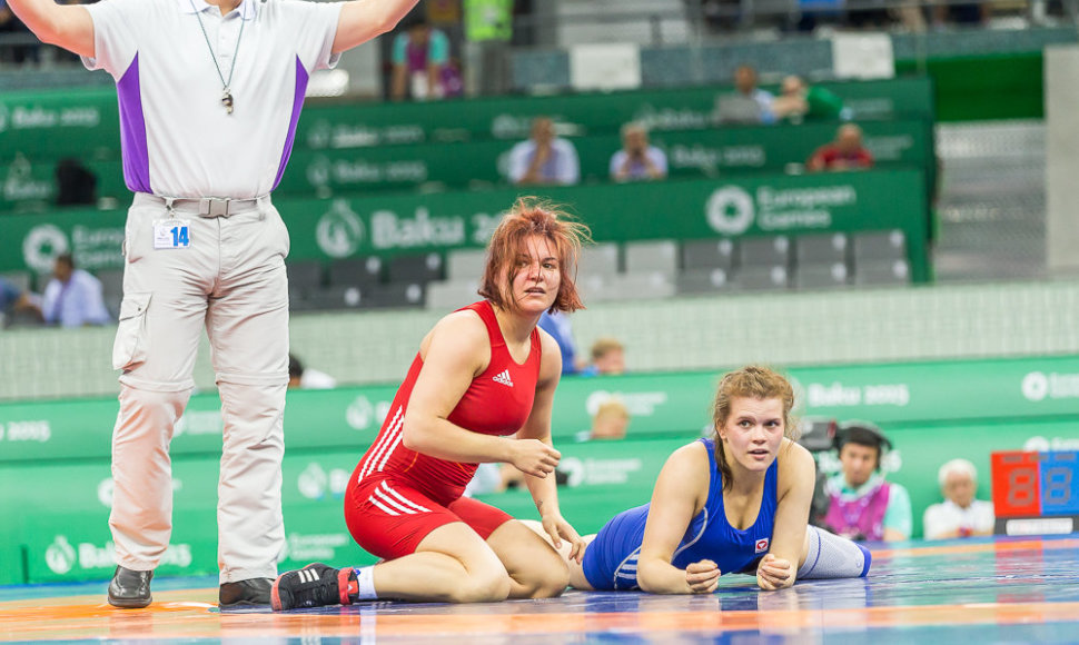 Europos žaidynių imtynių turnyre Giedrė Blekaitytė kovos dėl bronzos