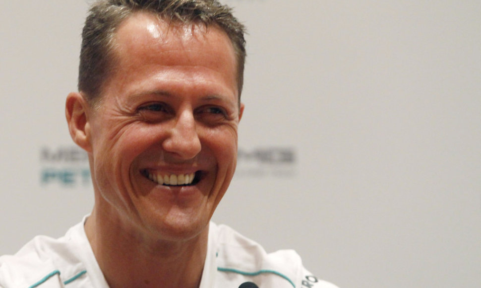 Mercedes Formula One driver Michael Schumacher of Germany attends a promotional event ahead of the Spanish F1 Grand Prix in Barcelona in this May 10, 2012 file picture. Formula One champion Michael Schumacher suffered a serious head injury while skiing in the French Alps resort of Meribel, French me