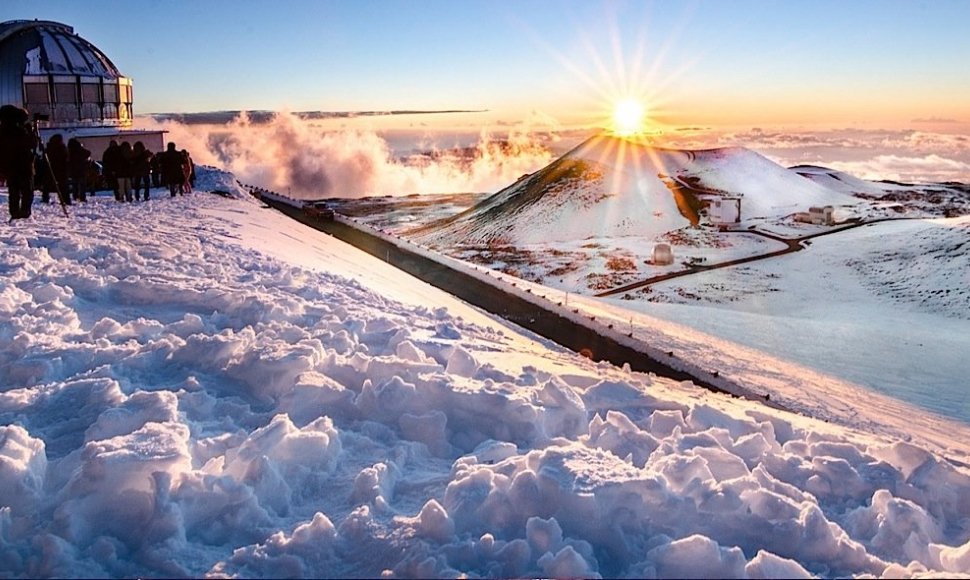 Greta Mauna-Kea ugnikalnio Havajuose esanti slidinėjimo trasa – ypač egzotiška