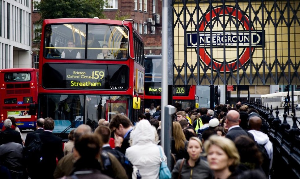 Streikuojant Londono metro vairuotojams, ne visi keleiviai telpa į miesto autobusus.