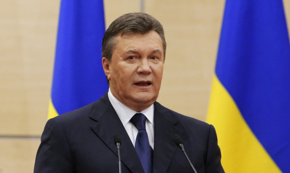 Ousted Ukrainian President Viktor Yanukovich makes a statement during a news conference in the Russian southern city of Rostov-on-Don, March 11, 2014. REUTERS/Maxim Shemetov (RUSSIA - Tags: POLITICS HEADSHOT TPX IMAGES OF THE DAY)
