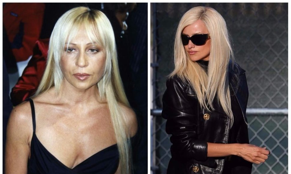 Donatella Versace 1997 metais ir ją vaidinanti Penelope Cruz