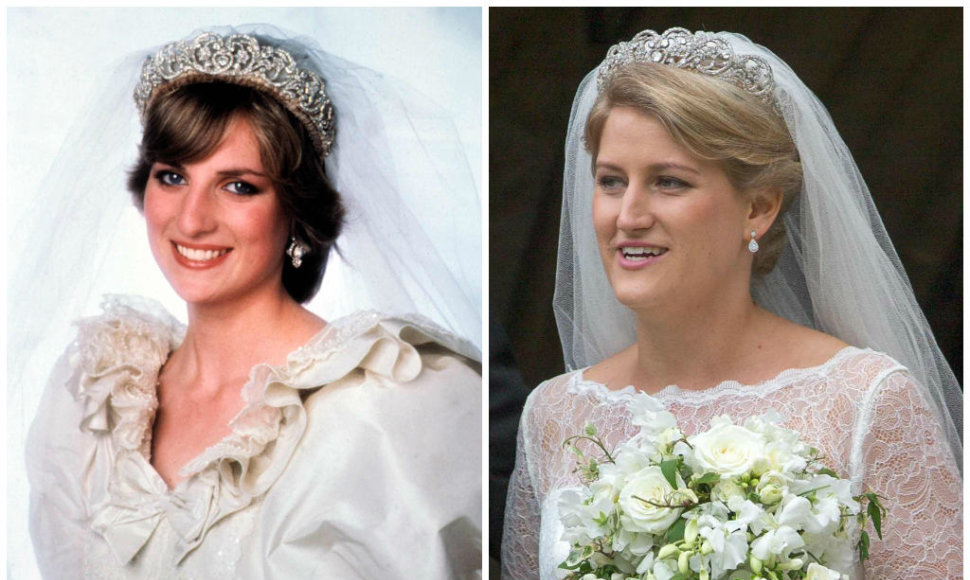 Princesė Diana 1981 metais ir jos dukterėčia Celia McCorquodale 2018 metais