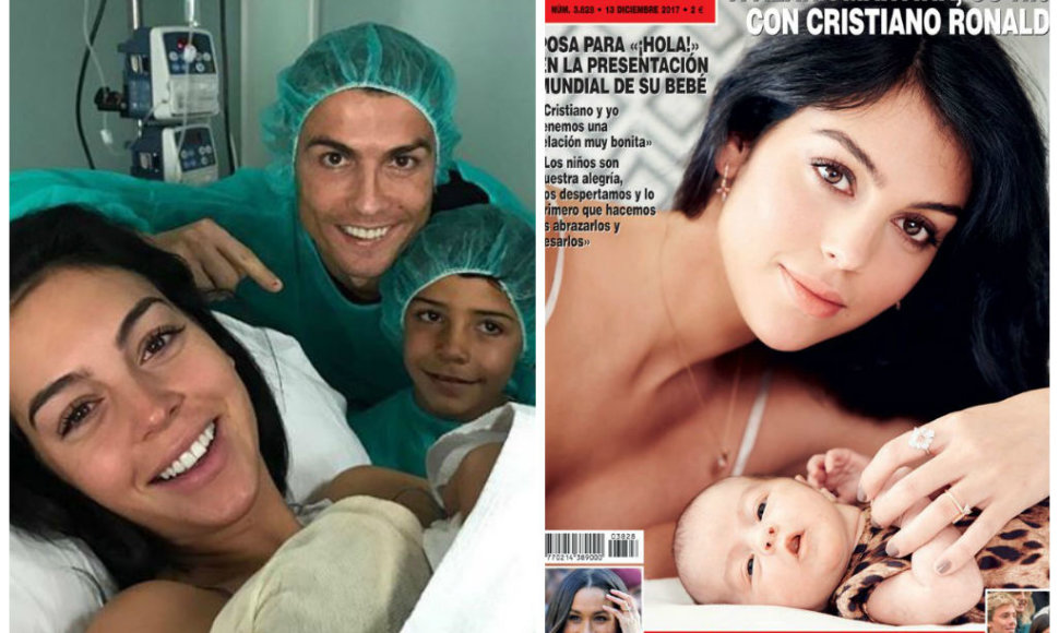 Cristiano Ronaldo su sūnumi Cristiano, Georgina Rodriguez su dukra