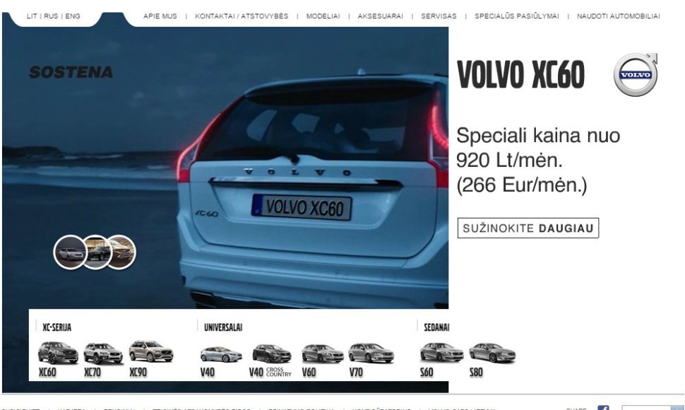 „Volvo“ atstovybės tinklalapis