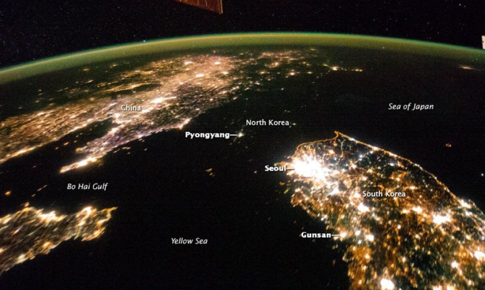 Šiaurės ir Pietų Korėjos iš kosmoso