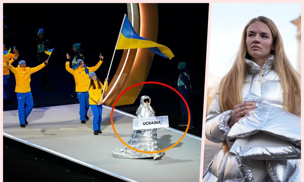 Rusė Anastasija Kučerova per žaidynių atidarymą žengė priešaakyje Ukrainos komandos ir nešė šios šalies lentelę.