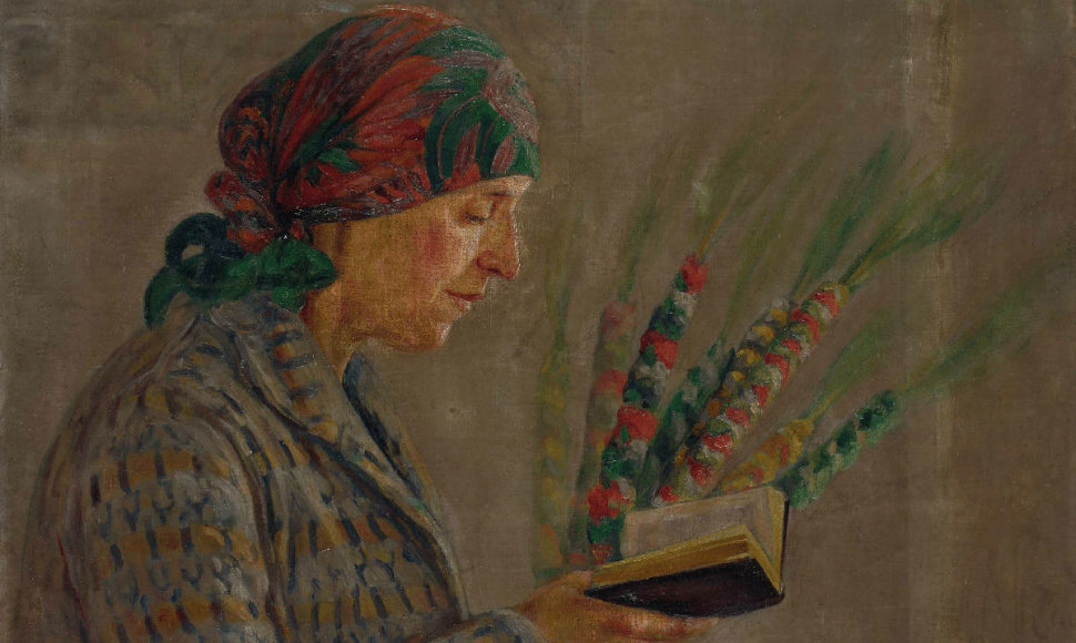 Eugenia Sienkiewicz-Przyałgowska (1891–1966). Moteris su verbomis. Fragmentas. Drobė, aliejus.