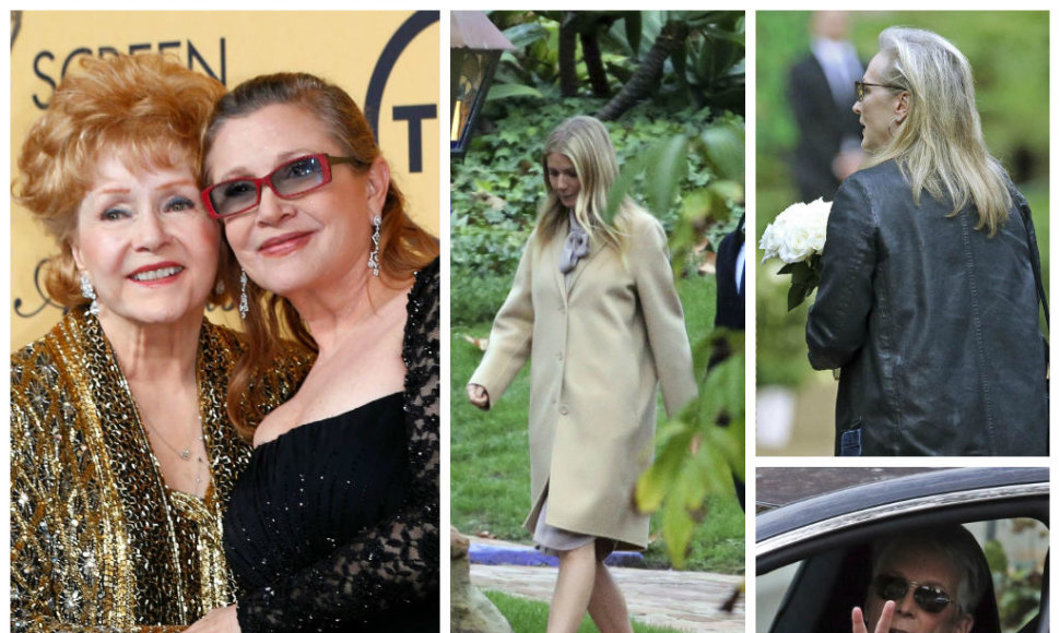 Gwyneth Paltrow, Meryl Streep ir Jamie Lee Curtis renkasi į atsisveikinimo su Debbie Reynolds ir Carrie Fisher ceremoniją