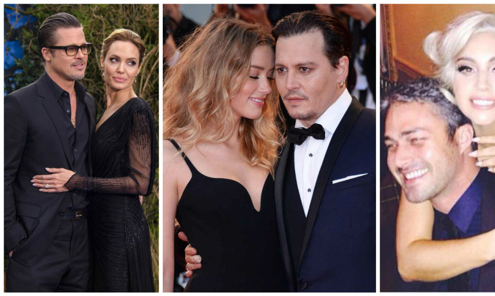 Angelina Jolie ir Bradas Pittas, Amber Heard ir Johnny Deppas bei Lady Gaga ir Tayloras Kinney
