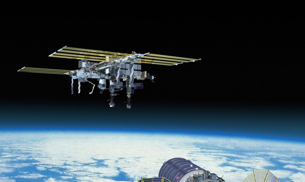 Kompanijos „Orbital“ raketos kosminio laivo „Cygnus“ susijungimas su TKS