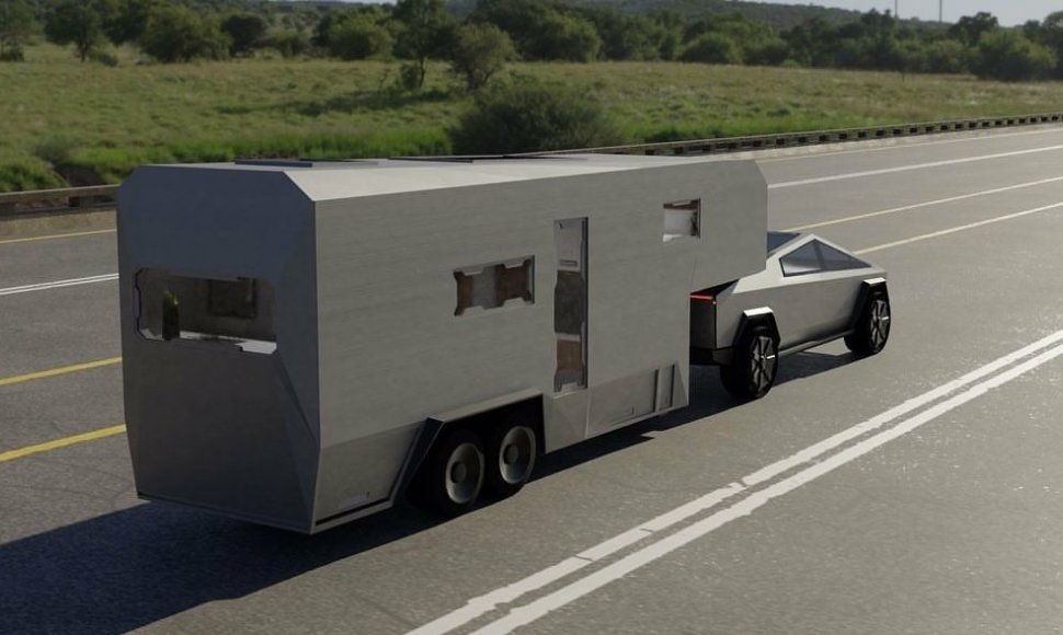 „Tesla Cybertruck“ namas ant ratų