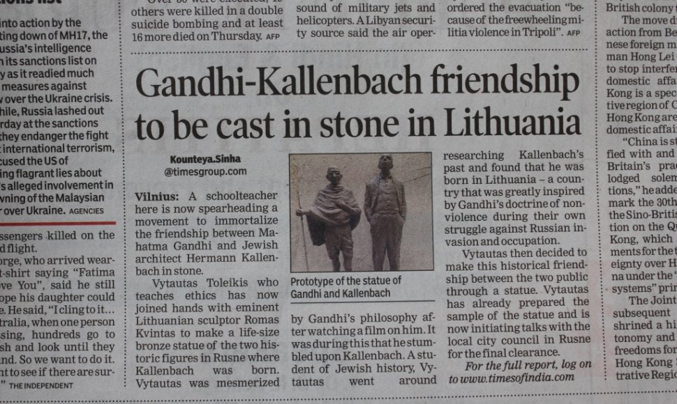 Tekstas apie Rusnę dienraštyje "Times of India"