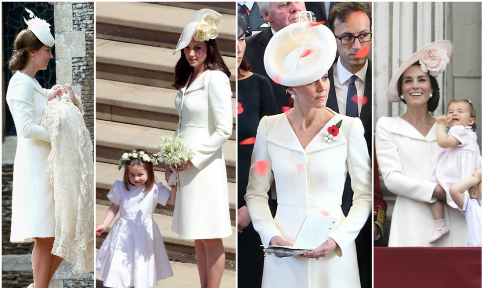 Kate Middleton ketvirtą kartą vilki dizainerio Alexanderio Mcqueeno kurtą paltą
