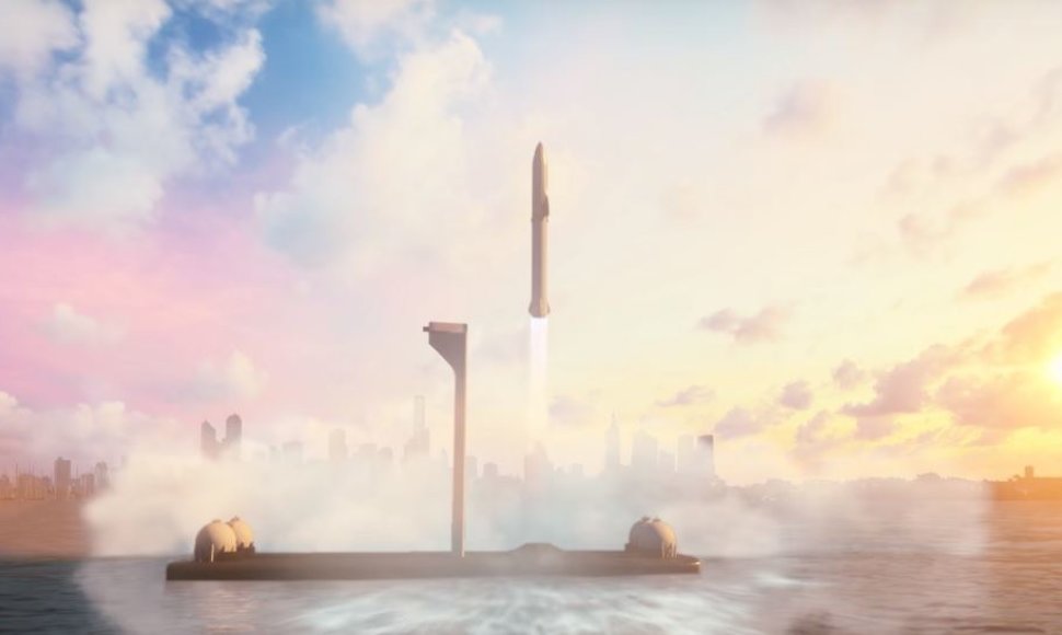 „SpaceX“ keleivinės raketos startas