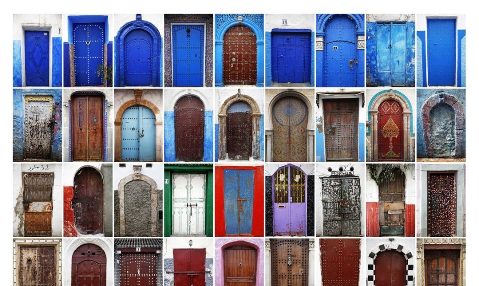 Pastatų durys Rabato mieste 
