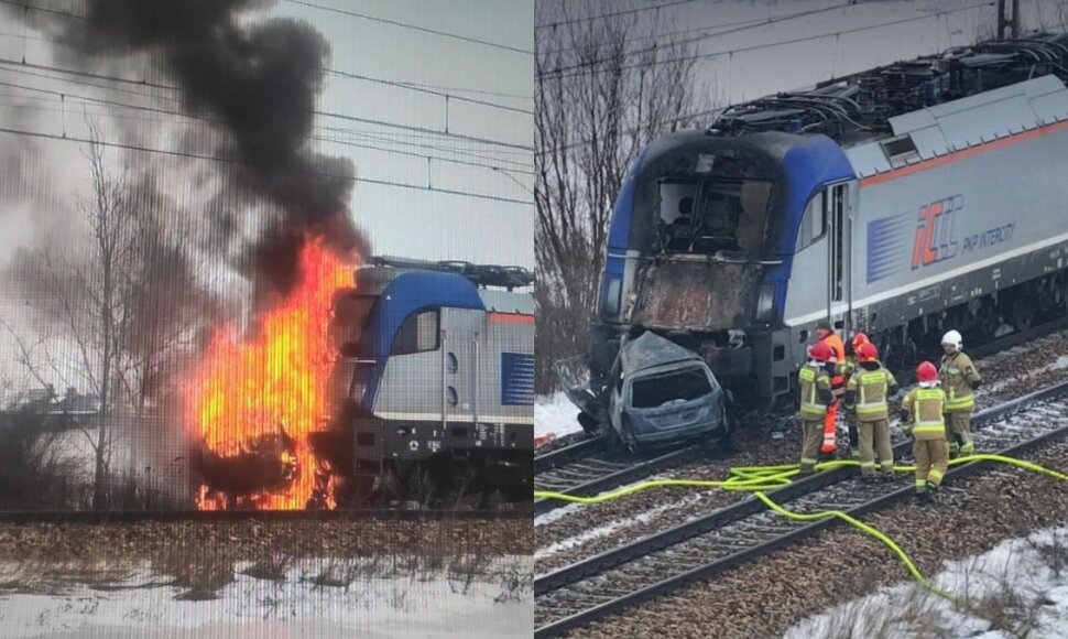 Traukinių ir automobilio avarija Lenkijoje