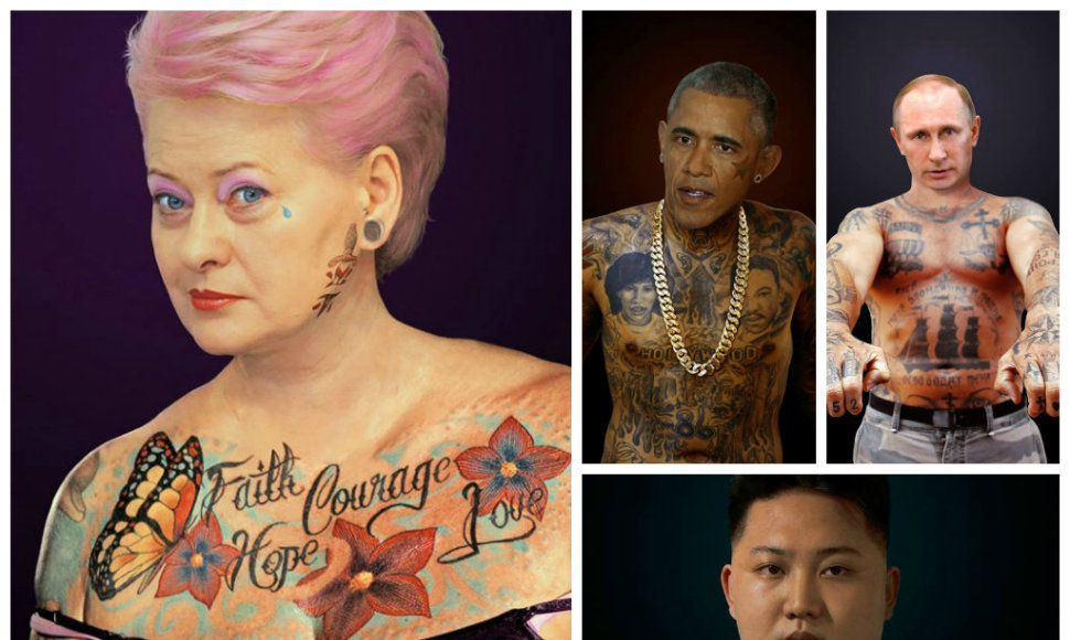 Armino Raugevičiaus kūryba – „tatuiruota“ Dalia Grybauskaitė, Barackas Obama, Vladimiras Putinas, Kim Jong Unas