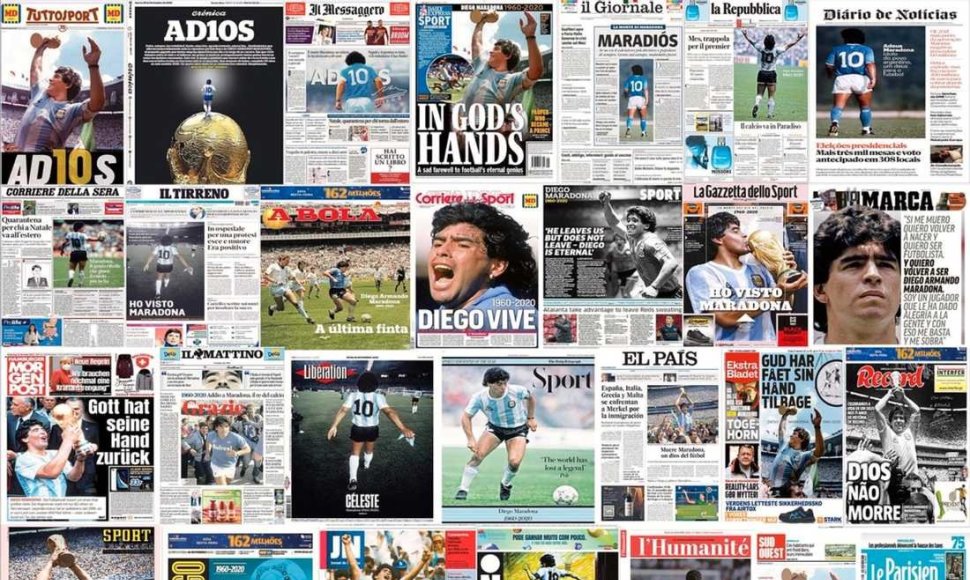 Didžiausi pasaulio sporto laikraščiai atidavė pagarbą Diego Maradonai.