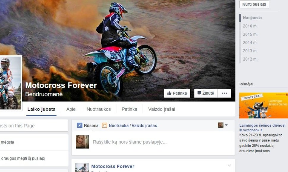 Programišių pavogtas populiarus „Fans of motocross“ fanų puslapis