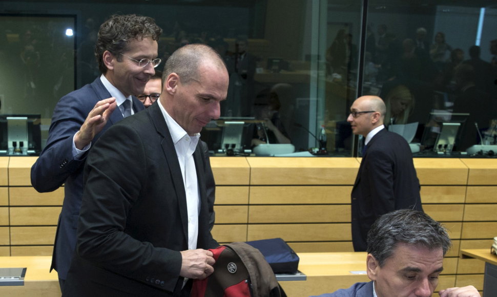 Eurogroupės vadovas Jeroenas Dijsselbloemas ir Graikijos finansų ministras Yanis Varoufakis