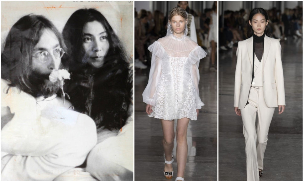 Johnas Lenonas ir Yoko Ono bei „Giambattista Valli“ kolekcijos modeliai