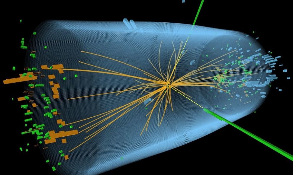 Higgso bozono egzistavimo įrodymų buvo ieškoma Didžiajame hadronų greitintuve stebint beveik šviesos greičiu skriejančių protonų susidūrimus. 