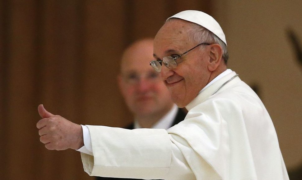 Popiežius Pranciškus šeštadienį susitiko su pasaulio žiniasklaidos atstovais.