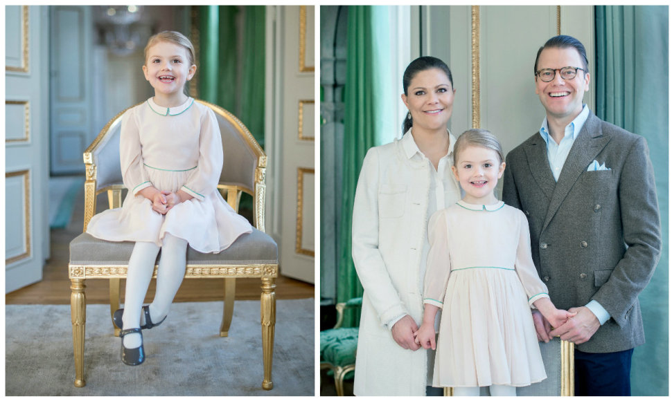 Švedijos princesė Estelle su tėvais – princese Victoria ir princu Danieliu