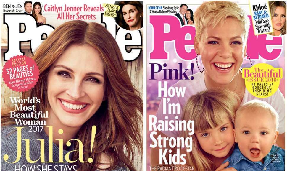 Julia Roberts ir Pink su vaikais ant „People“ gražiausiųjų viršelių