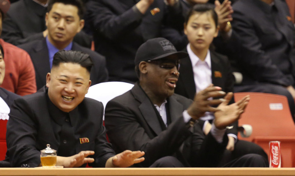 Dennisas Rodmanas ir Kim Jong Unas Šiaurės Korėjoje