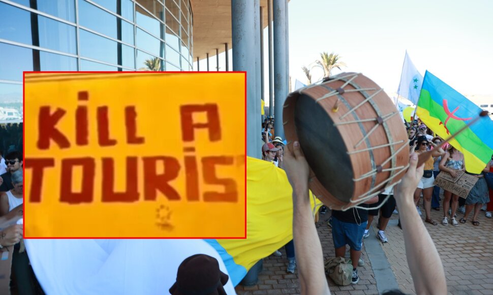 Taikūs protestai prieš turistus Kanarų salose ir grėsmingas grafitis