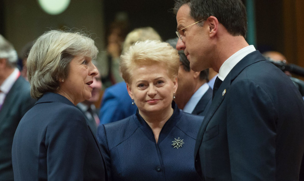 Theresa May, Dalia Grybauskaitė ir Markas Rutte