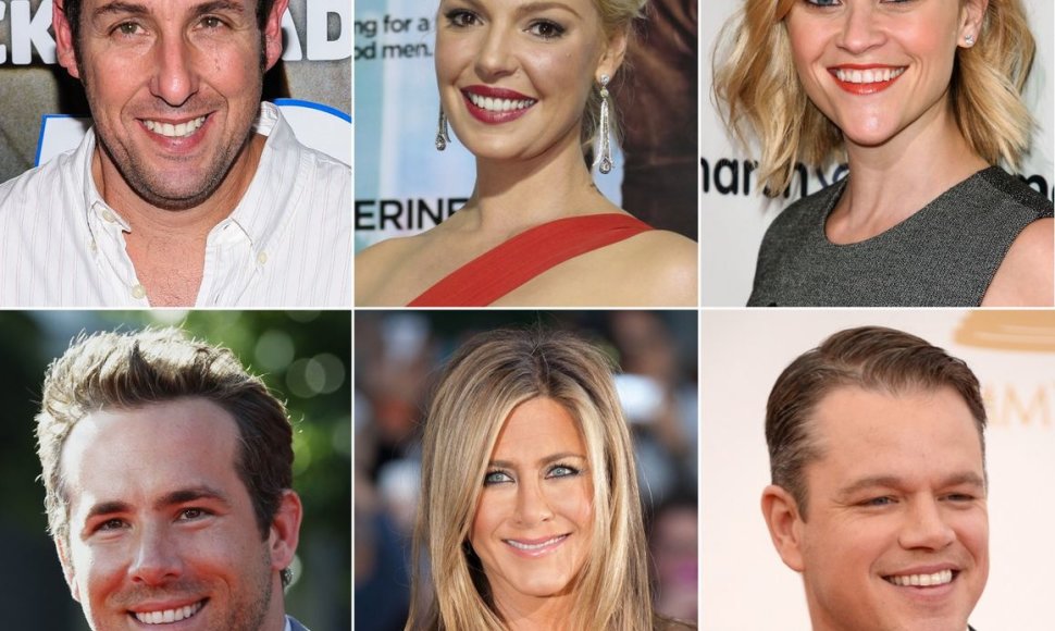 Adamas Sandleris, Katherine Heigl, Reese Witherspoon, Ryanas Reynoldsas, Jennifer Aniston ir Mattas Damonas