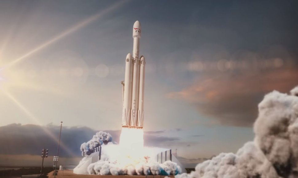 „SpaceX Falcon Heavy“ starto animacija
